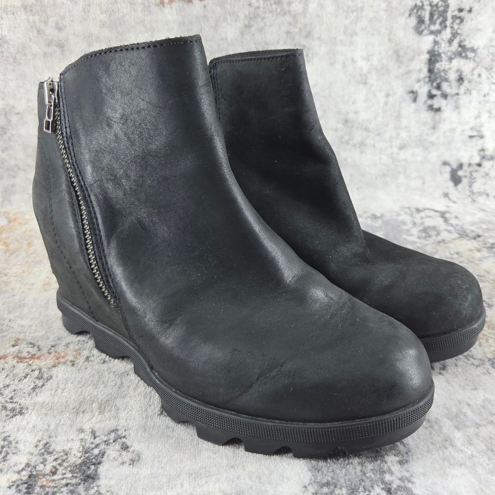 Sorel Joan Of Arctic II Boots Womens 9.5 Waterproof Black Chelsea Bootie Wedge